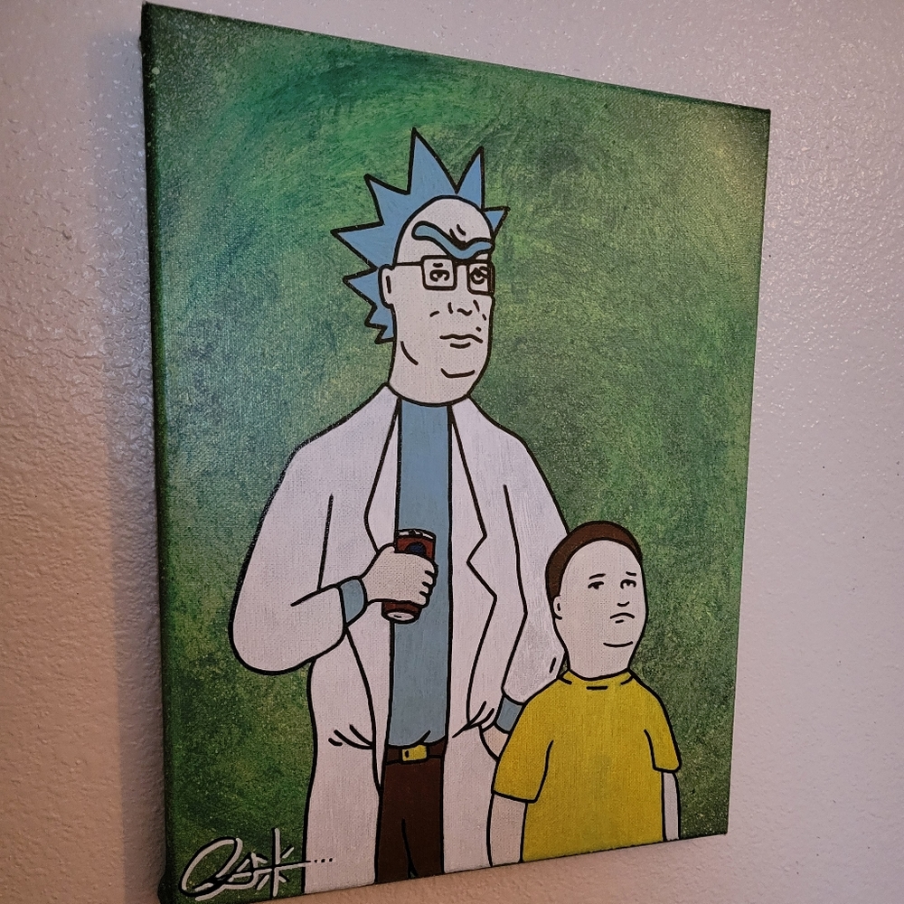 Rick and morty / hank and Bobby Hill painting